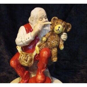 Otagiri Japan Ceramic Santa Work Shop Wind Up Music Box We Wish You Merry Xmas